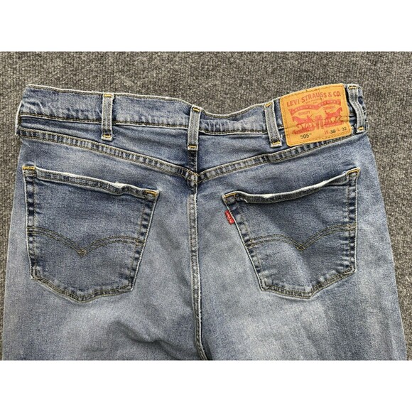 Levis 505 Jeans Men 38x32 (34x29.5) Blue Straight Leg Medium Wash - Picture 7 of 11